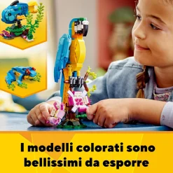 Lego creator 31136 pappagallo esotico, set 3 in 1 con pesce e rana, animali giocattolo, giochi creativi per bambini da 7 anni><noscript><img width=
