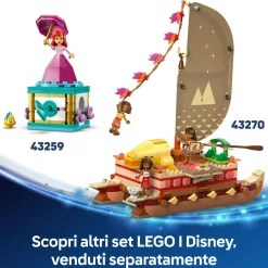 Lego  disney 43270 la canoa di vaiana, barca giocattolo con 4 personaggi, giochi per bambini 6+, regalo da principesse><noscript><img width=