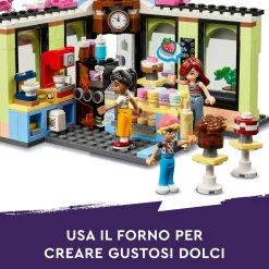 Lego friends 42618 caffè di heartlake city, giochi didattici per bambini 6+, negozio giocattolo con 3 mini bamboline e cane><noscript><img width=