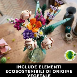 Lego icons 10280 bouquet di fiori, piante artificiali, costruzione in mattoncini, decorazioni casa, hobby creativi per adulti><noscript><img width=