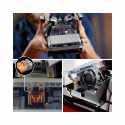 Lego icons 10300 macchina del tempo ritorno al futuro, set modellino delorean da costruire, minifigure di doc e marty mcfly><noscript><img width=