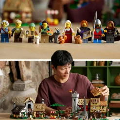 Lego icons 10332 piazza della città medievale, kit modellismo per adulti da costruire con 8 minifigure, regalo per lui o lei><noscript><img width=