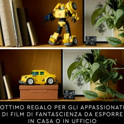 Lego icons 10338 transformers bumblebee action figure da collezione per adulti convertibile in veicolo, regalo per lui o lei><noscript><img width=