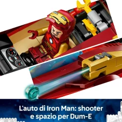 LEGO SUPER HEROES Lego marvel 76310 auto di iron man car e black panther contro hulk rosso, macchina giocattolo, aereo e 3 minifigure, bambini7+><noscript><img width=