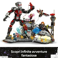 LEGO SUPER HEROES Lego marvel 76314 azione di battaglia captain america: civil war, 8 minifigure avengers e aereo giocattolo quinjet, bambini 10+><noscript><img width=