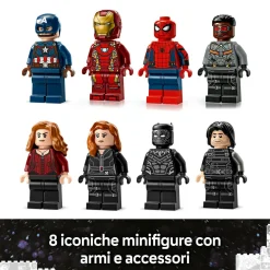LEGO SUPER HEROES Lego marvel 76314 azione di battaglia captain america: civil war, 8 minifigure avengers e aereo giocattolo quinjet, bambini 10+><noscript><img width=