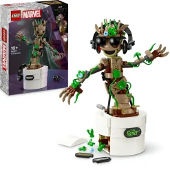 Lego marvel 76297 groot ballerino, personaggio giocattolo con funzione danzante, giochi animati bambini 7+ fan degli avengers> Mattoncini