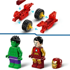 Lego marvel 76287 iron man con moto e the hulk, giocattolo con 2 minifigure di supereroi avengers, giochi per bambini 4+><noscript><img width=