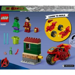 Lego marvel 76287 iron man con moto e the hulk, giocattolo con 2 minifigure di supereroi avengers, giochi per bambini 4+><noscript><img width=