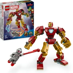 LEGO SUPER HEROES Lego marvel 76307 mech di iron man contro ultron – action figure giocattolo da costruire con 2 minifigure, gioco bambini 6+> Mattoncini