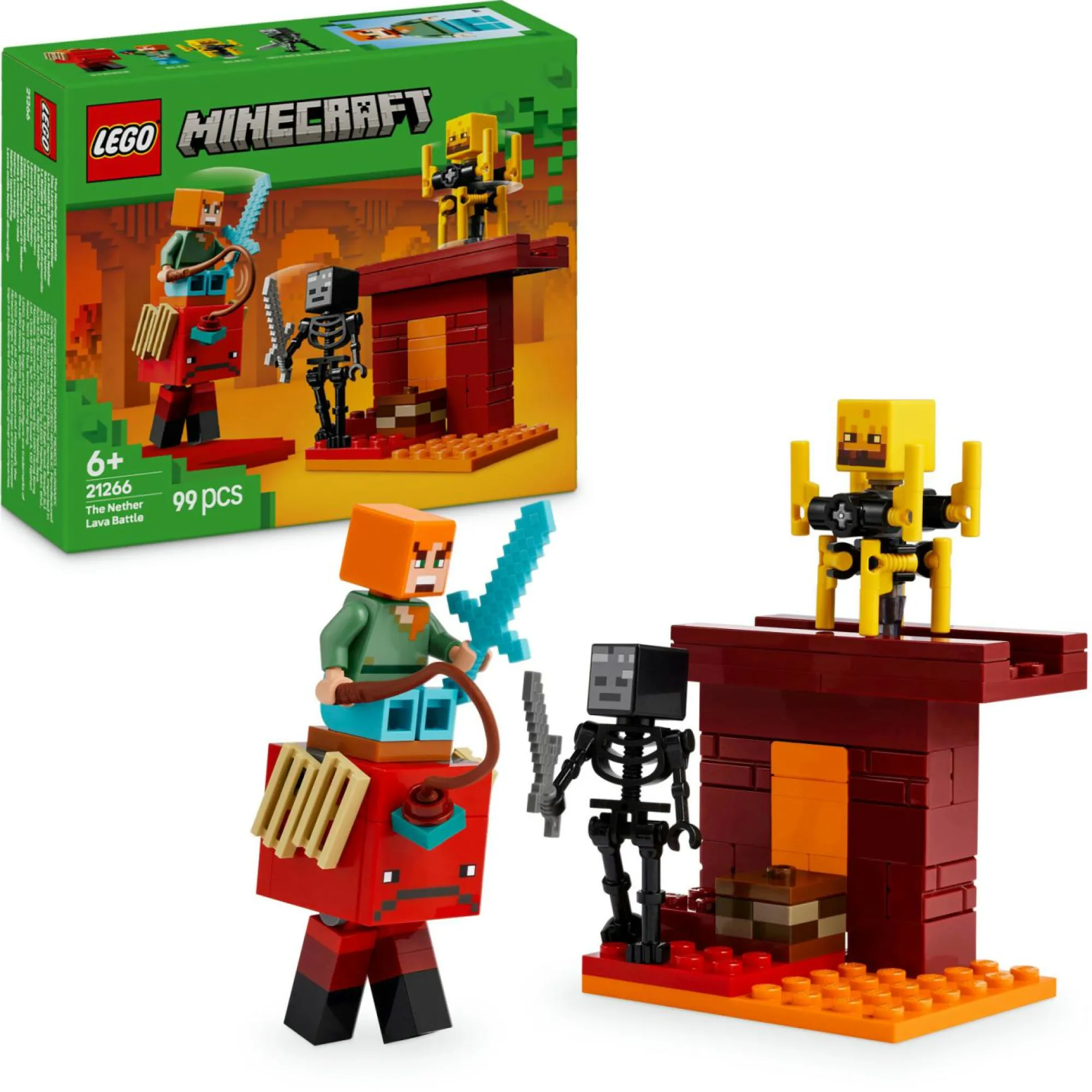 MINECRAFT Lego 21266 battaglia sul ponte del nether, gioco d’avventura bambini 6+ con funzioni e 4 personaggi dal videogioco> Mattoncini