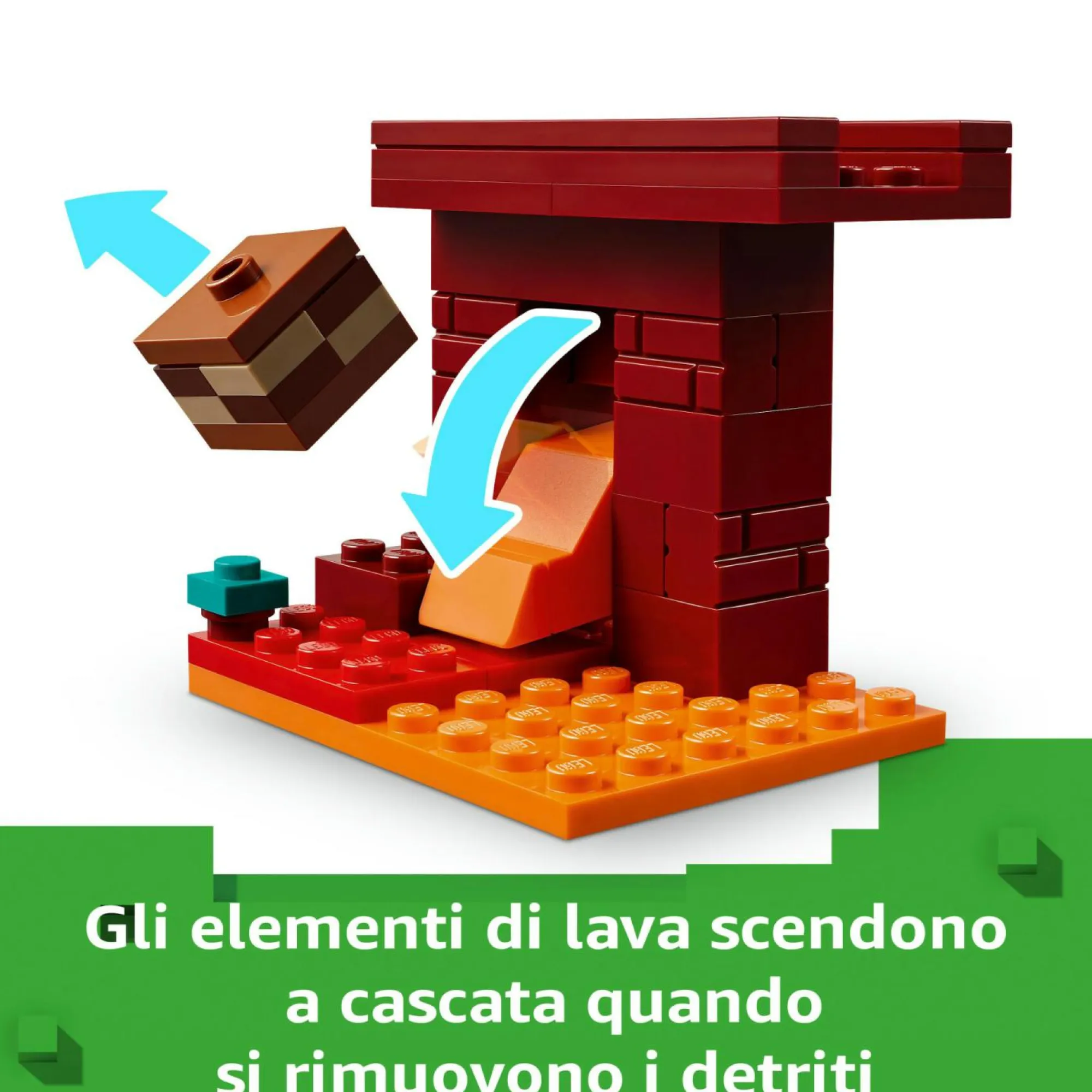 MINECRAFT Lego 21266 battaglia sul ponte del nether, gioco d’avventura bambini 6+ con funzioni e 4 personaggi dal videogioco> Mattoncini