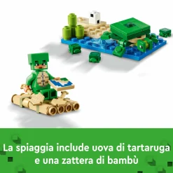 Lego minecraft 21254 beach house della tartaruga, casa giocattolo da costruire per bambini di 8+ anni con personaggi e animali><noscript><img width=