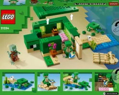 Lego minecraft 21254 beach house della tartaruga, casa giocattolo da costruire per bambini di 8+ anni con personaggi e animali><noscript><img width=