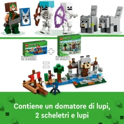 Lego minecraft 21261 il castello del lupo giocattolo da costruire con personaggi e animali, giochi di ruolo per bambini 8+><noscript><img width=