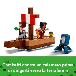 Lego minecraft 21259 il viaggio del galeone dei pirati, barca giocattolo da costruire con personaggi, giochi per bambini 8+> Mattoncini