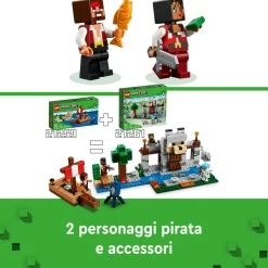 Lego minecraft 21259 il viaggio del galeone dei pirati, barca giocattolo da costruire con personaggi, giochi per bambini 8+><noscript><img width=