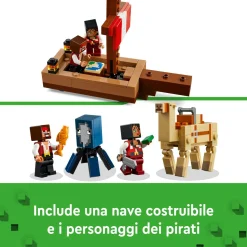Lego minecraft 21259 il viaggio del galeone dei pirati, barca giocattolo da costruire con personaggi, giochi per bambini 8+><noscript><img width=