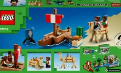 Lego minecraft 21259 il viaggio del galeone dei pirati, barca giocattolo da costruire con personaggi, giochi per bambini 8+><noscript><img width=