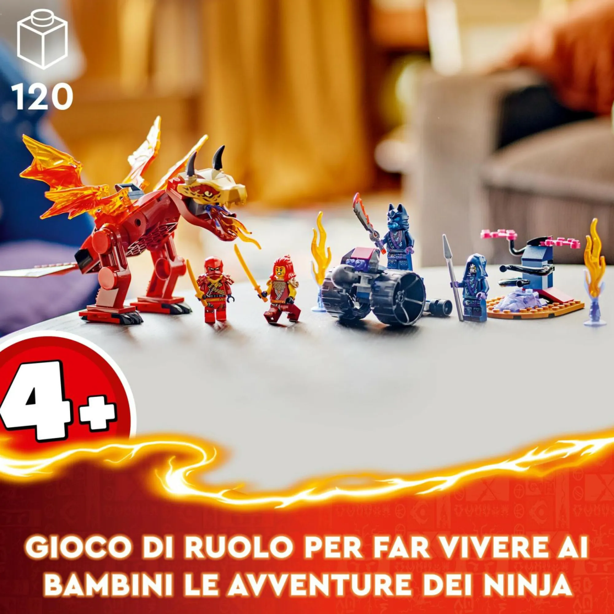 Lego ninjago 71815 battaglia del drago sorgente di kai, drago giocattolo da costruire, gioco per bambini 4+ con starter brick> Mattoncini