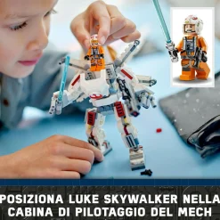 Lego star wars 75390 mech x-wing di luke skywalker, veicolo robot giocattolo, giochi bambini 6+, piccolo regalo da collezione><noscript><img width=