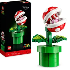 Lego super mario 71426 pianta piranha, personaggio snodabile con tubo e 2 monete, kit modellismo per adulti, idea regalo> Costruzioni Per Adulti|Mattoncini