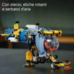 LEGO TECHNIC 42201 sottomarino per esplorazioni abissali, giocattolo con eliche mobili e cabina apribile, giochi bambini 9+><noscript><img width=