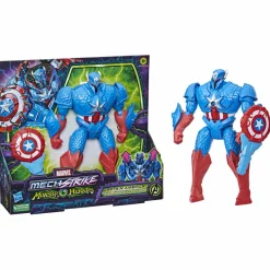 Avengers Marvel mech strike, monster hunters, hunter suit captain america, action figure deluxe in scala da 20 cm, dai 4 anni in su> Action Figures
