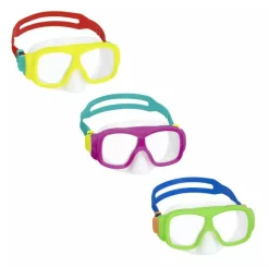 Bestway Maschera aquanaut, 7-14 anni, 3 colori assortiti,  in silicone con lenti in policarbonato protezione uv> Maschere E Pinne