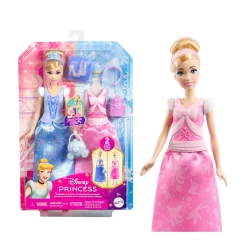 DISNEY PRINCESS Mattel – cenerentola 2 storie in 1, bambola alla moda ispirata al film con 2 look intercambiabili> Fashion Dolls