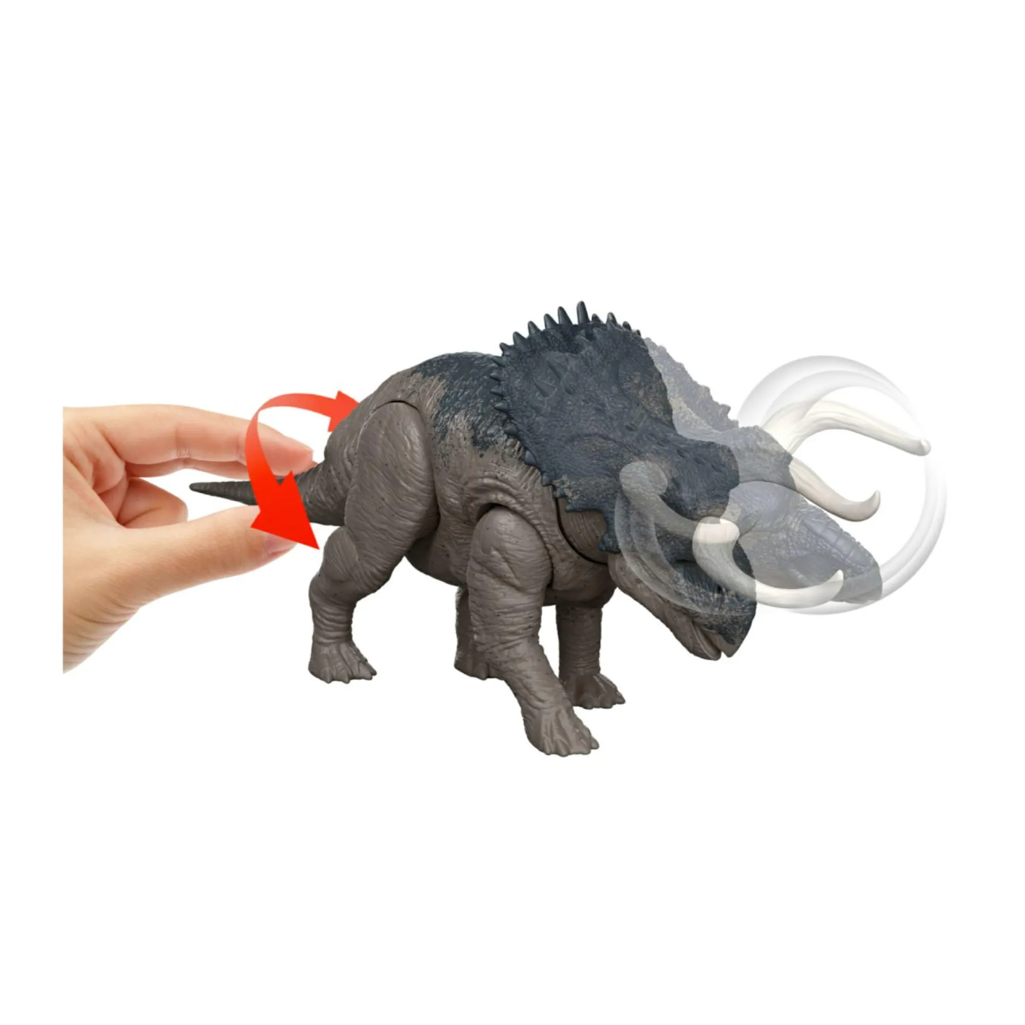 Jurassic World Mattel – nasutoceratopo ruggito selvaggio jw – dinosauro snodato con suoni e attacco coda> Action Figures