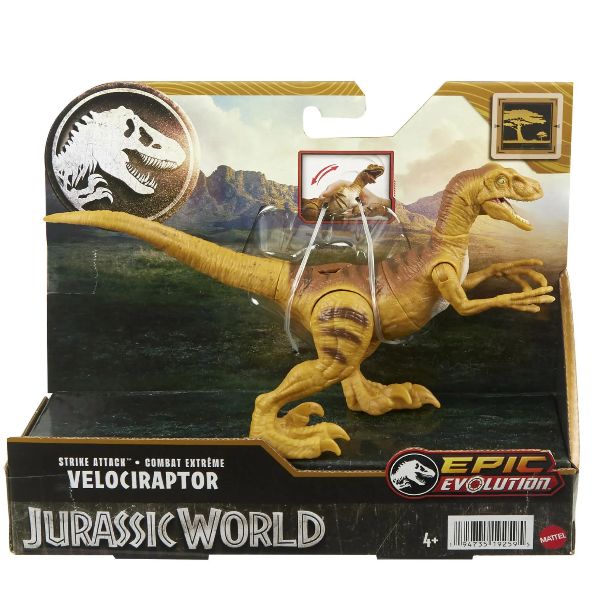 Jurassic World Mattel – velociraptor attacco fatale, dinosauro con articolazioni mobili e azione d’attacco specifica> Action Figures