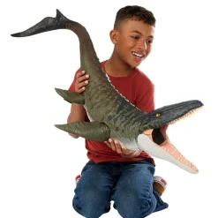 Jurassic World Mattel la rinascita – mosasauro super colossale, enorme dinosauro snodato con due mosse d’attacco><noscript><img width=