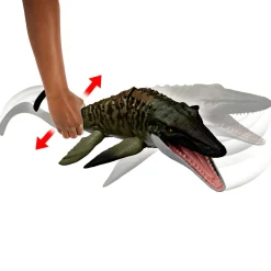 Jurassic World Mattel la rinascita – mosasauro morso letale, dinosauro snodato con enormi fauci e mini dilofosauro incluso><noscript><img width=