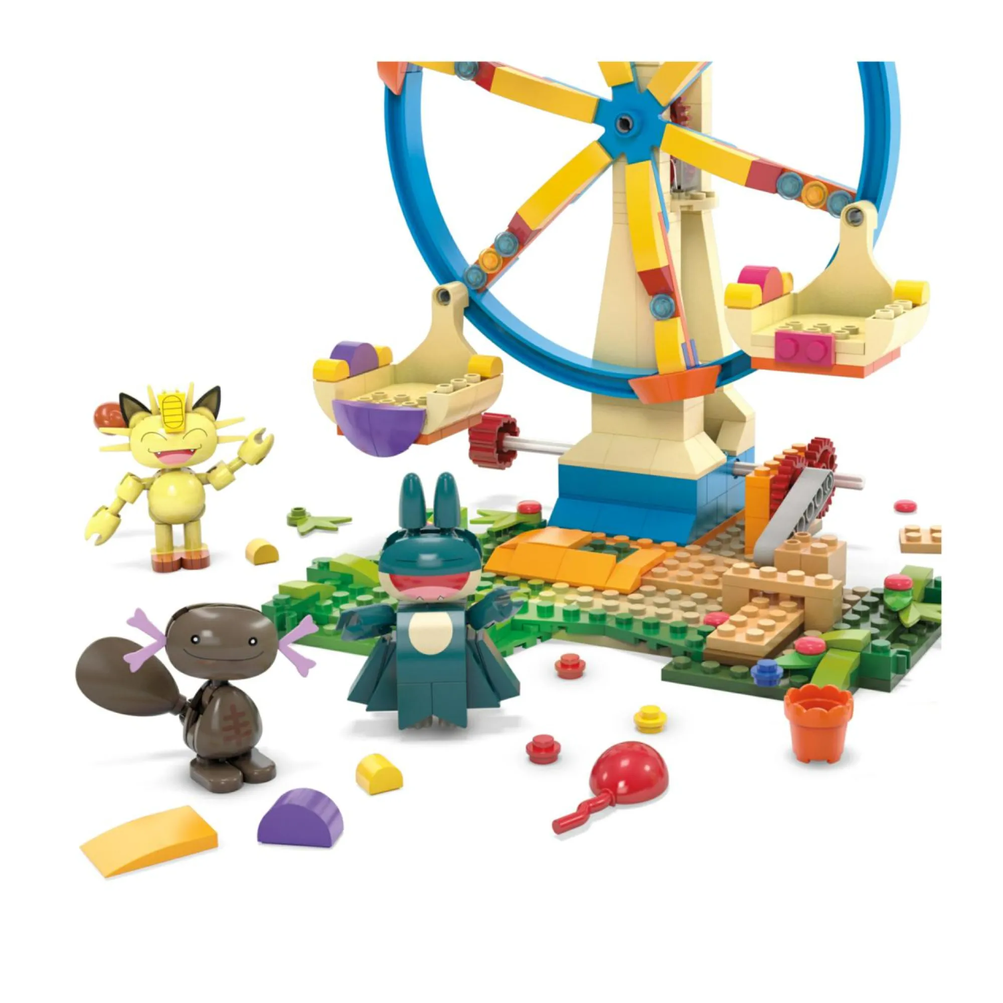 POKEMON Mega pokémon – ruota panoramica adventure builder, set da costruire con 393 pezzi e 4 personaggi pokémon inclusi> Mattoncini