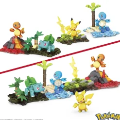 MEGA BLOKS Mega pokémon – squadra di kanto, set da costruire con 130 pezzi e 4 personaggi pokémon inclusi> Set Costruzioni