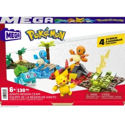 MEGA BLOKS Mega pokémon – squadra di kanto, set da costruire con 130 pezzi e 4 personaggi pokémon inclusi><noscript><img width=