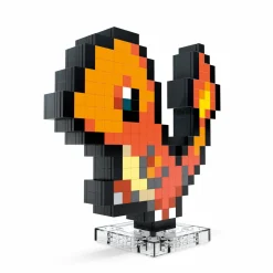 MEGA BLOKS Mega pokémon showcase – charmander, set in stile retrò pixelato da costruire con 349 pezzi, con base piana per esporlo e incisione sul retro per appenderlo><noscript><img width=
