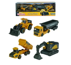 MAJORETTE Mezzi da cantiere volvo da 13 cm, confezione con 4 differenti modelli> Macchinine Bambini