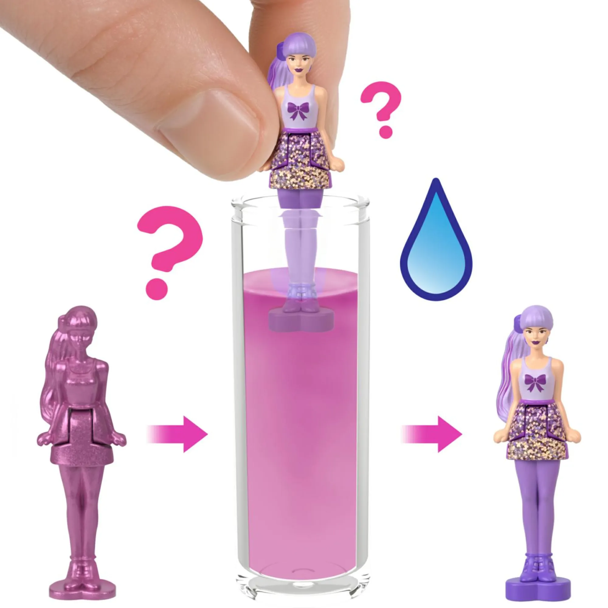 Barbie Mini land – color reveal – mini bambola con sorpresa che cambia colore con l’acqua> Fashion Dolls