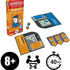 MONOPOLY , espansione in prigione – rendi le partite classiche a ancora più divertenti e veloci –  dagli 8 anni in su – 2-6 giocatori – 40 min><noscript><img width=