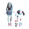 Monster High – frankie, bambola snodata alla moda, dai capelli con ciocche blu e nere, con accessori e cucciolo, giocattolo per bambini, 4+ anni, hhk53> Fashion Dolls