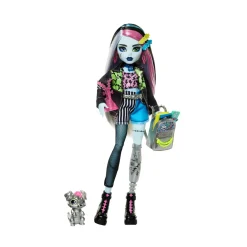 Monster High – frankie stein, bambola con giacca e shorts in denim, cagnolina watzie e accessori> Fashion Dolls