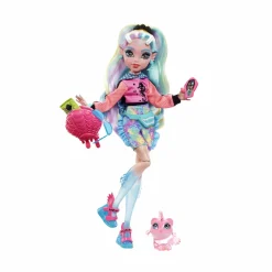 Monster High – lagoona blue, bambola snodata alla moda e capelli con ciocche colorate, con accessori e cucciolo di piranha, giocattolo per bambini, 4+ anni, hhk55><noscript><img width=