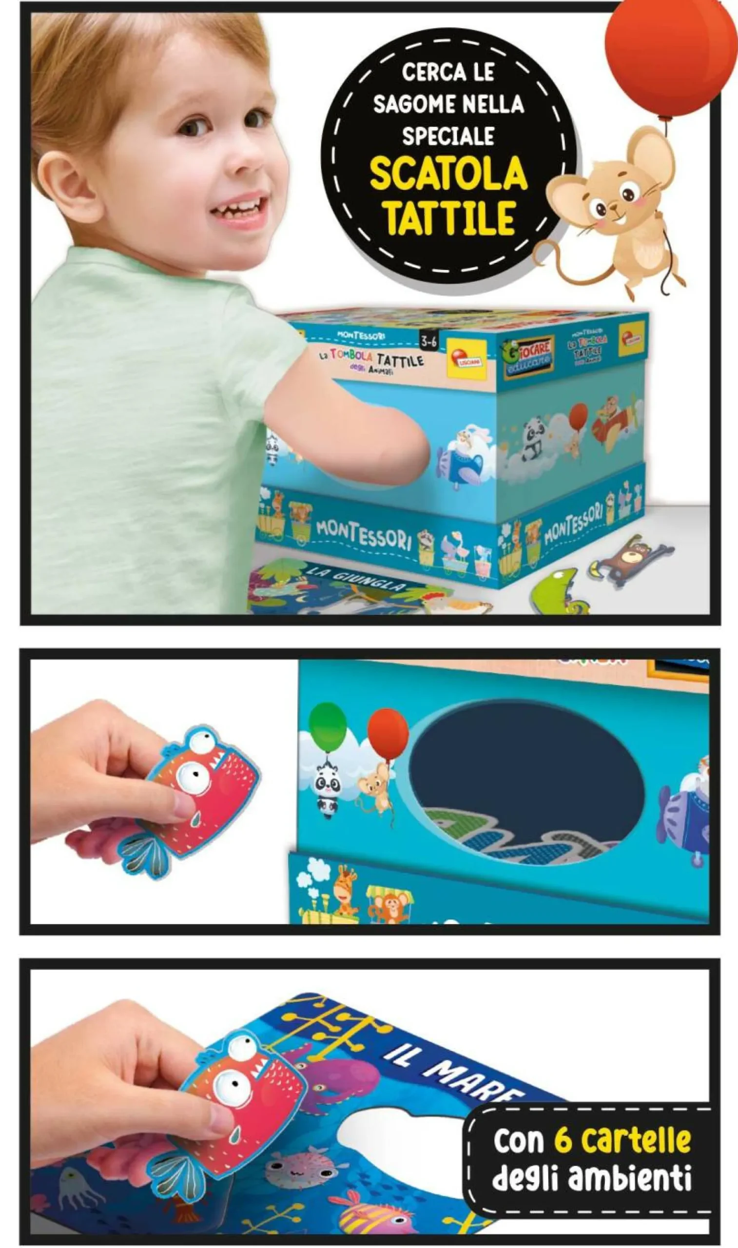 LISCIANI Montessori tombola tattile degli animali> Primi Apprendimenti