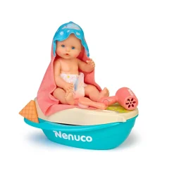 NENUCO bagnetto con le bolle, bambola 35 cm corpo rigido, con accessorio 2 in 1: bagnetto e fasciatoio, per bambine/i dai 3 anni> Bambolotti