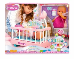 NENUCO culla per una dolce nanna, bambola 35 cm, culla interattiva e accessori.> Bambolotti