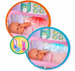 NENUCO culla per una dolce nanna, bambola 35 cm, culla interattiva e accessori.><noscript><img width=