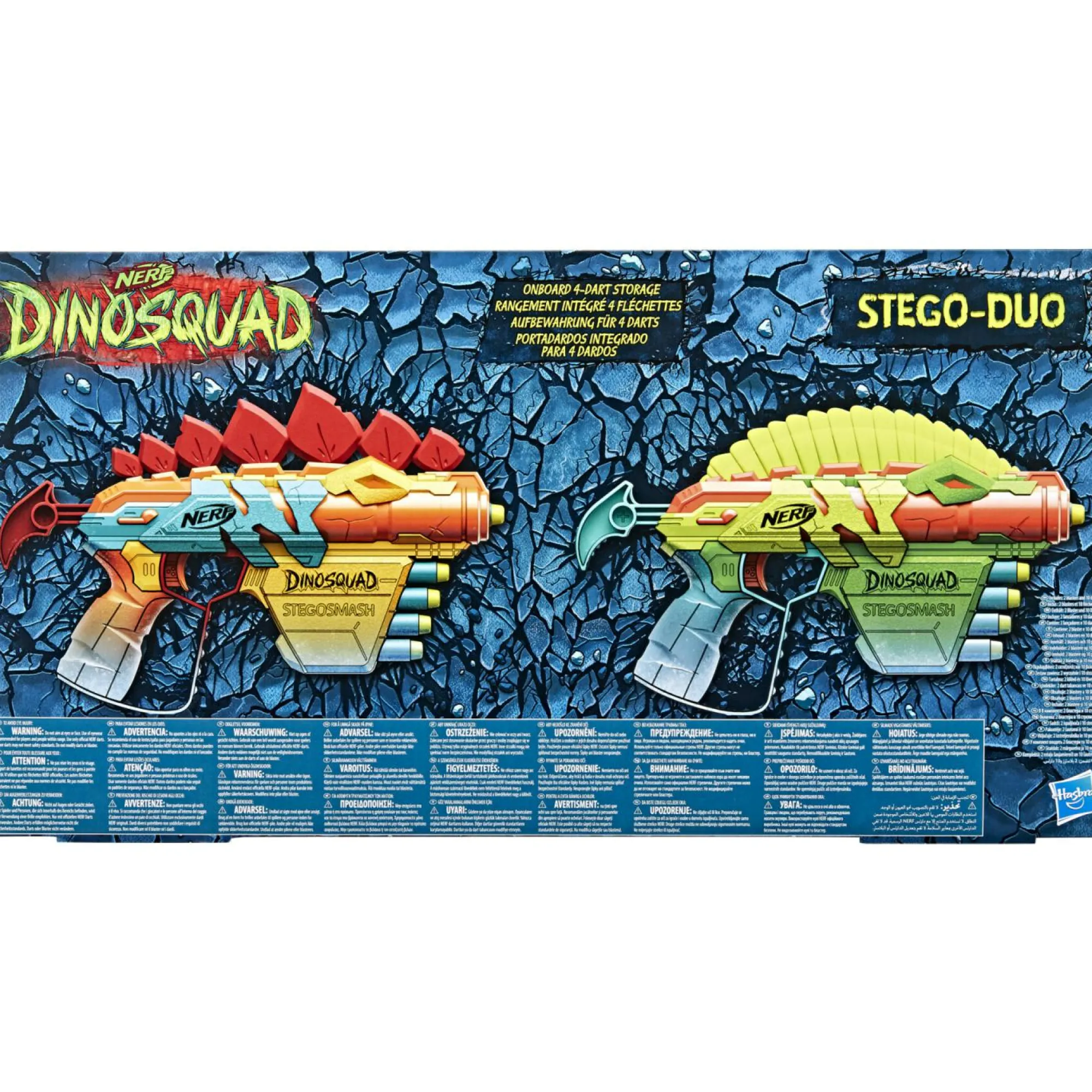 NERF , dinosquad – stego-duo, 2 blaster, 10 dardi elite 2.0, 2 design a forma di stegosauro, blaster in gommapiuma per giochi all’aperto di bambini e bambine> Giochi Di Abilità E Sport