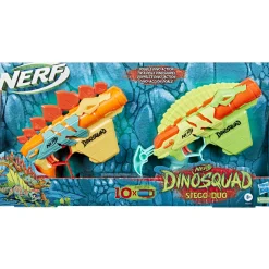 NERF , dinosquad – stego-duo, 2 blaster, 10 dardi elite 2.0, 2 design a forma di stegosauro, blaster in gommapiuma per giochi all’aperto di bambini e bambine><noscript><img width=